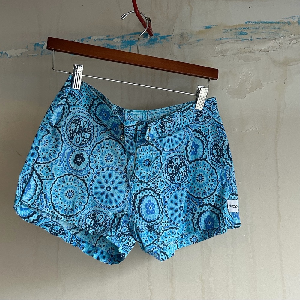Blue Patterned Women's Shorts
